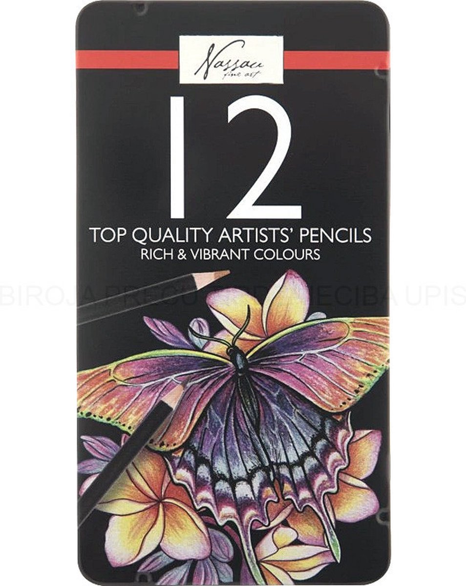 Nassau Fine Art kleurpotloden in metalen doosje - Set van 12 Nassau