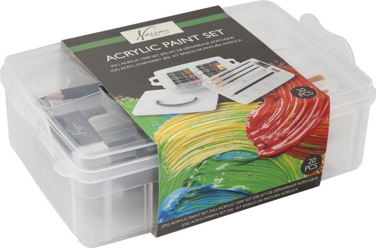 Nassau Starterset Acrylverf 20-delig inclusief canvas paneel