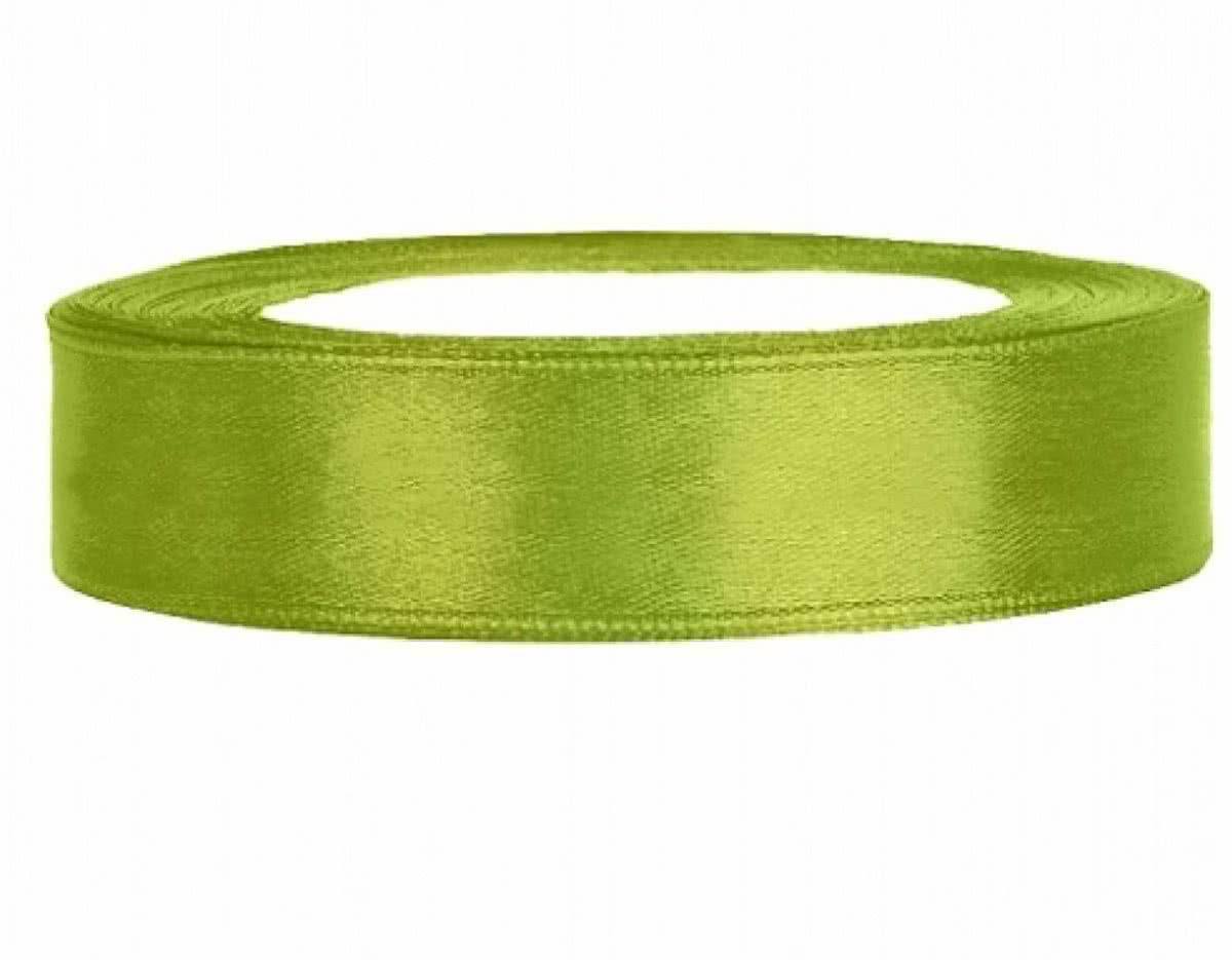 Appel Groen Satijn Lint  12 mm Breed, 25 Meter per Rol