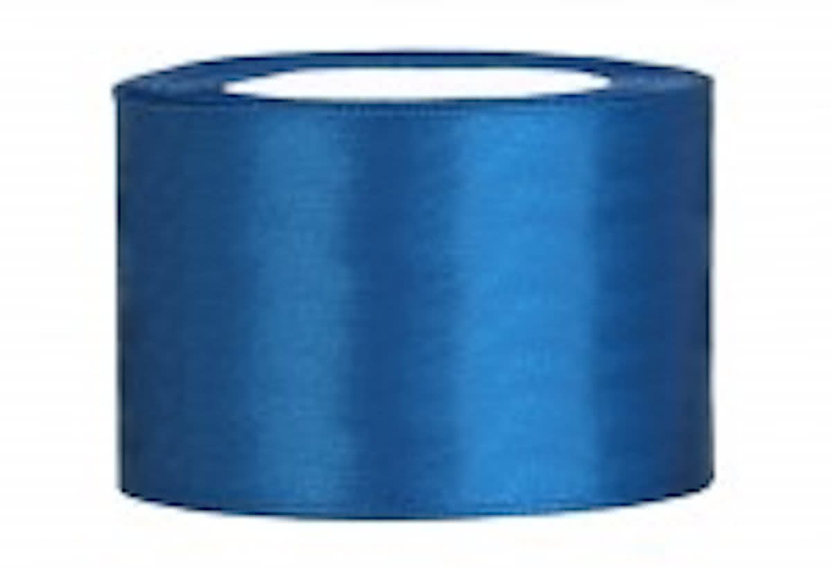 Blauw Lint, Satijn Lint 50 mm ( 5 cm.) Kwaliteit EZ. 25 Meter per Rol