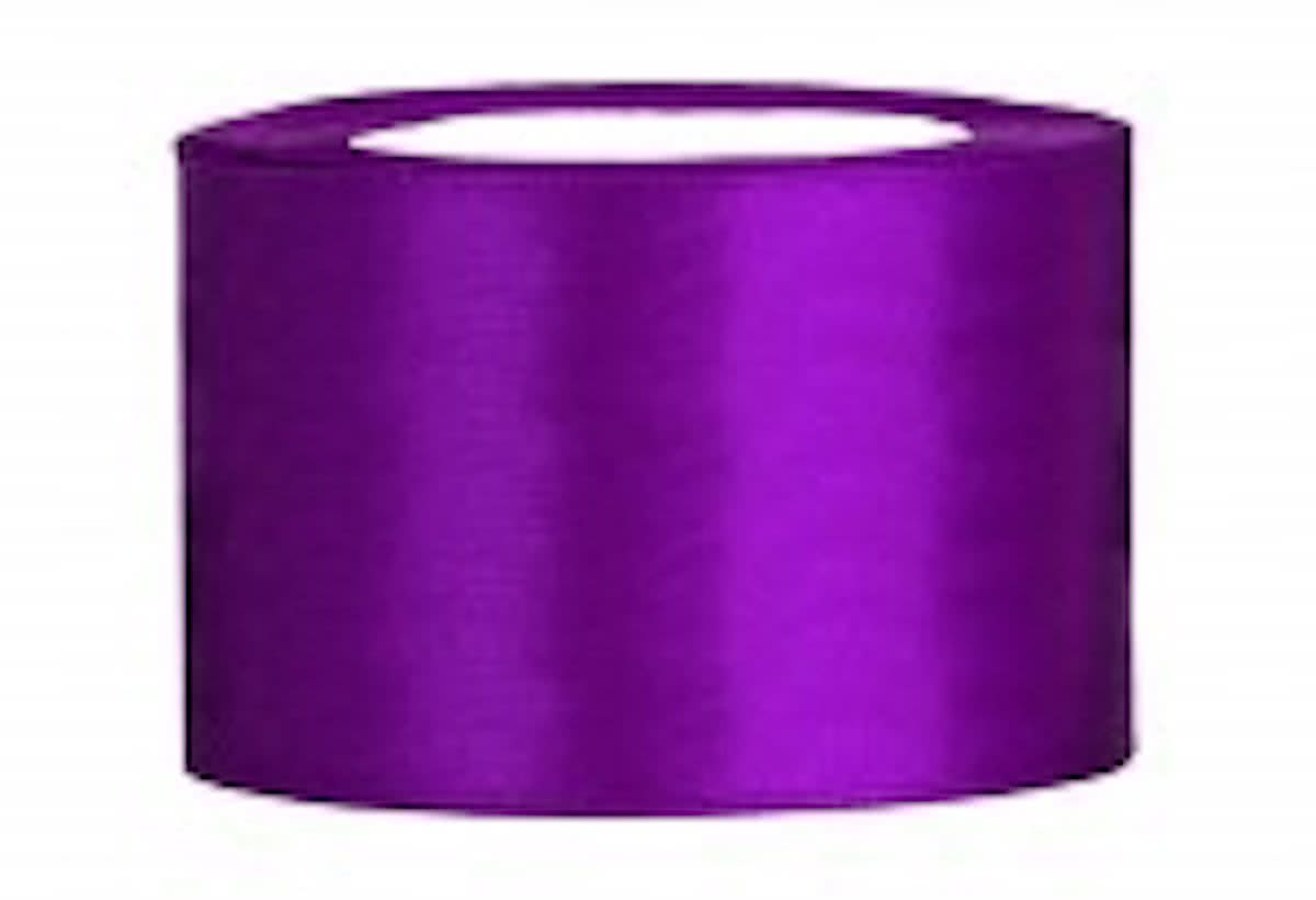 Paars Lint, Satijn Lint 50 mm ( 5 cm.) Kwaliteit EZ. 25 Meter per Rol