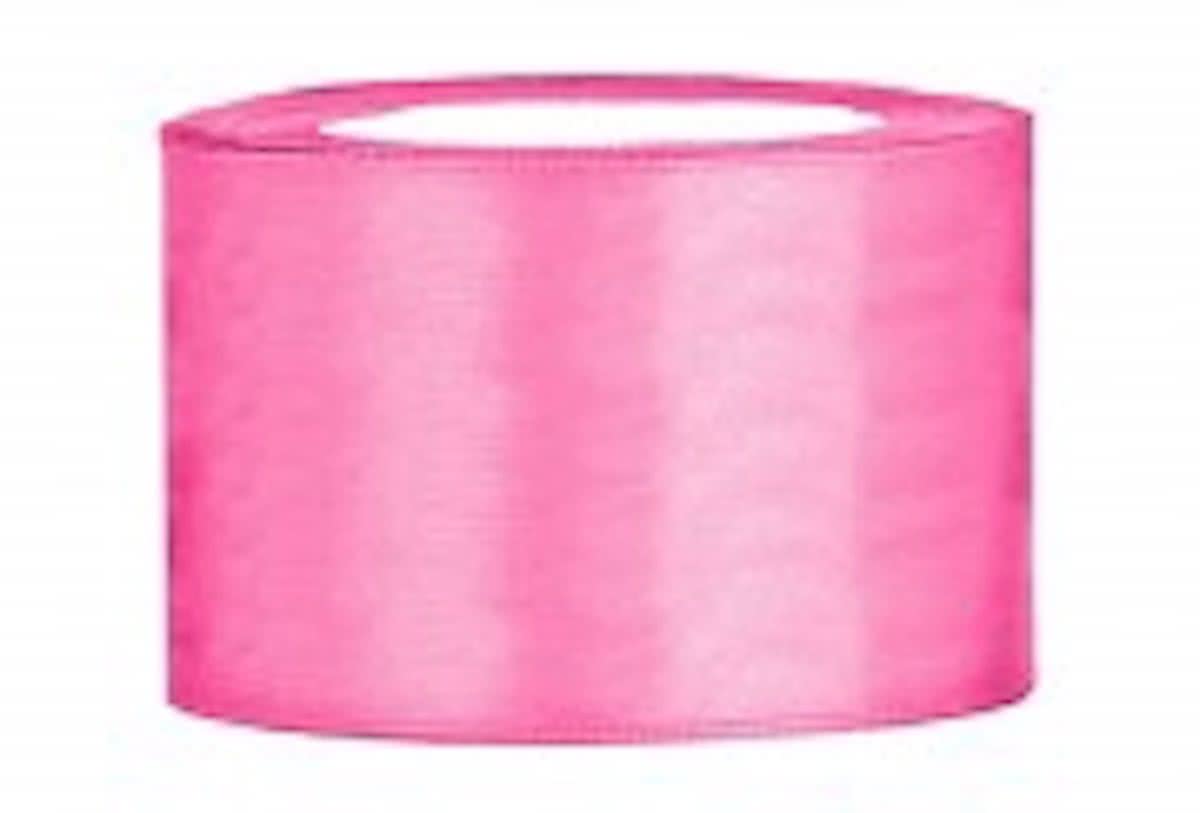 Roze Lint, Satijn Lint 50 mm ( 5 cm.) Kwaliteit EZ. 25 Meter per Rol