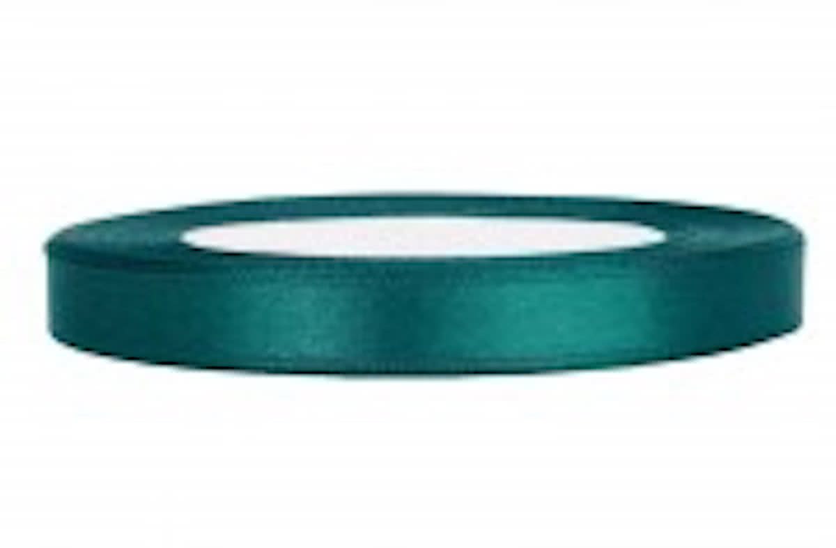 Satijn Lint, Flessen Groen  6 mm Breed, 100 Meter Totaal, 4 Rollen Van 25 Meter