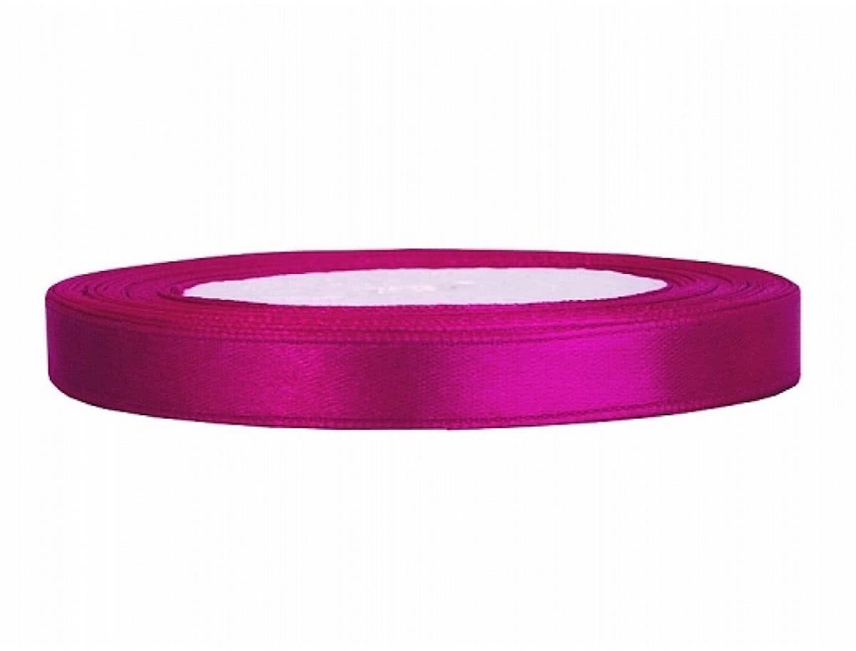 Satijn Lint, Fuchsia  6 mm Breed, 1 rol van 25 Meter