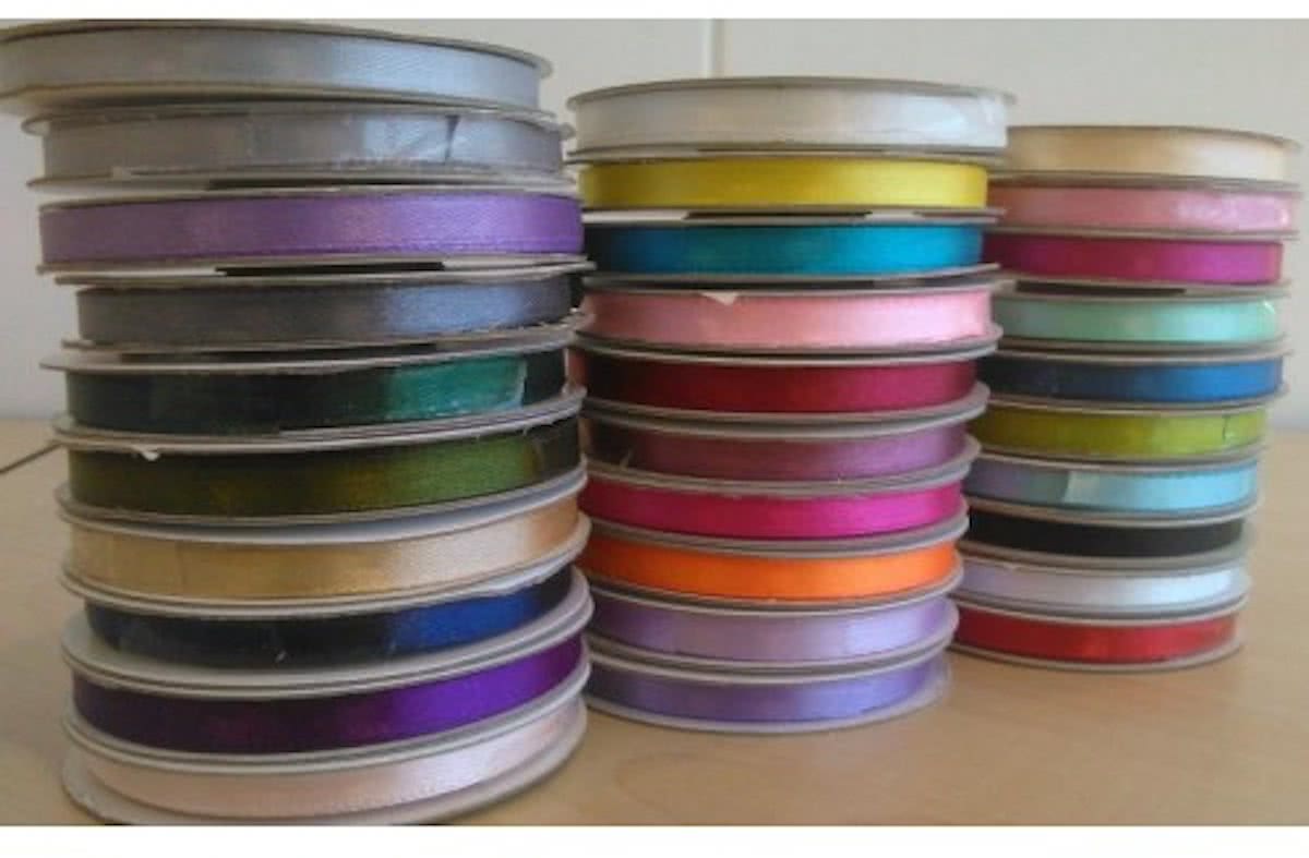 Satijn Lint Mix 6 mm, 30 Kleuren á 25 Meter Lint