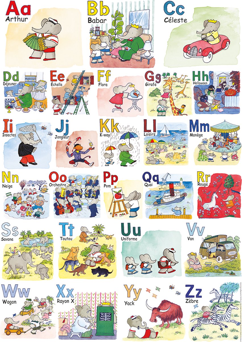 Nathan puzzel Babar alfabet boek - 1000 stukjes legpuzzel.