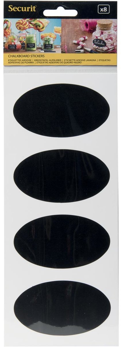Securit krijtbordsticker zelfklevend, ovaal, blister met 8 stuks