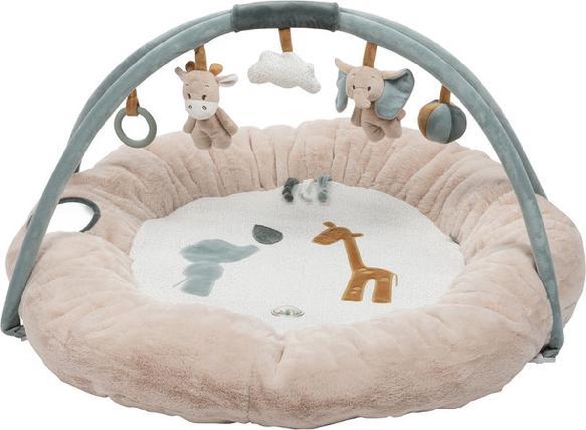 Nattou Axel en Luna - Speeltapijt Rond met Bogen - 87x87 cm - Beige