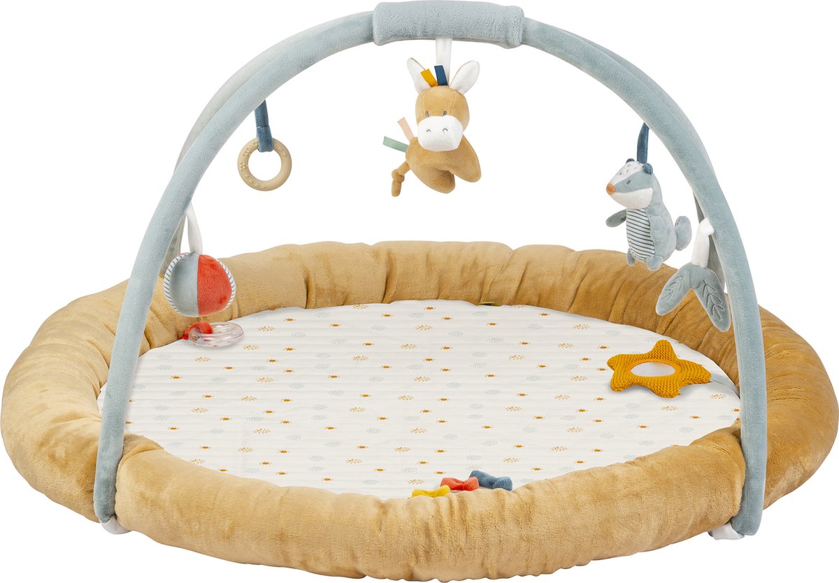 Nattou Felix & Leo - Speeltapijt Speelkleed Speelmat met Bogen - 90 cm - Donker warm beige