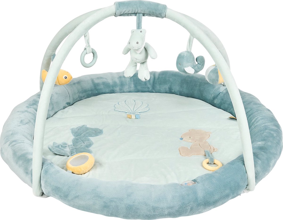 Nattou Speeltapijt Speelkleed - Romeo, Jules en Sally - 90x90 cm - Marmergroen