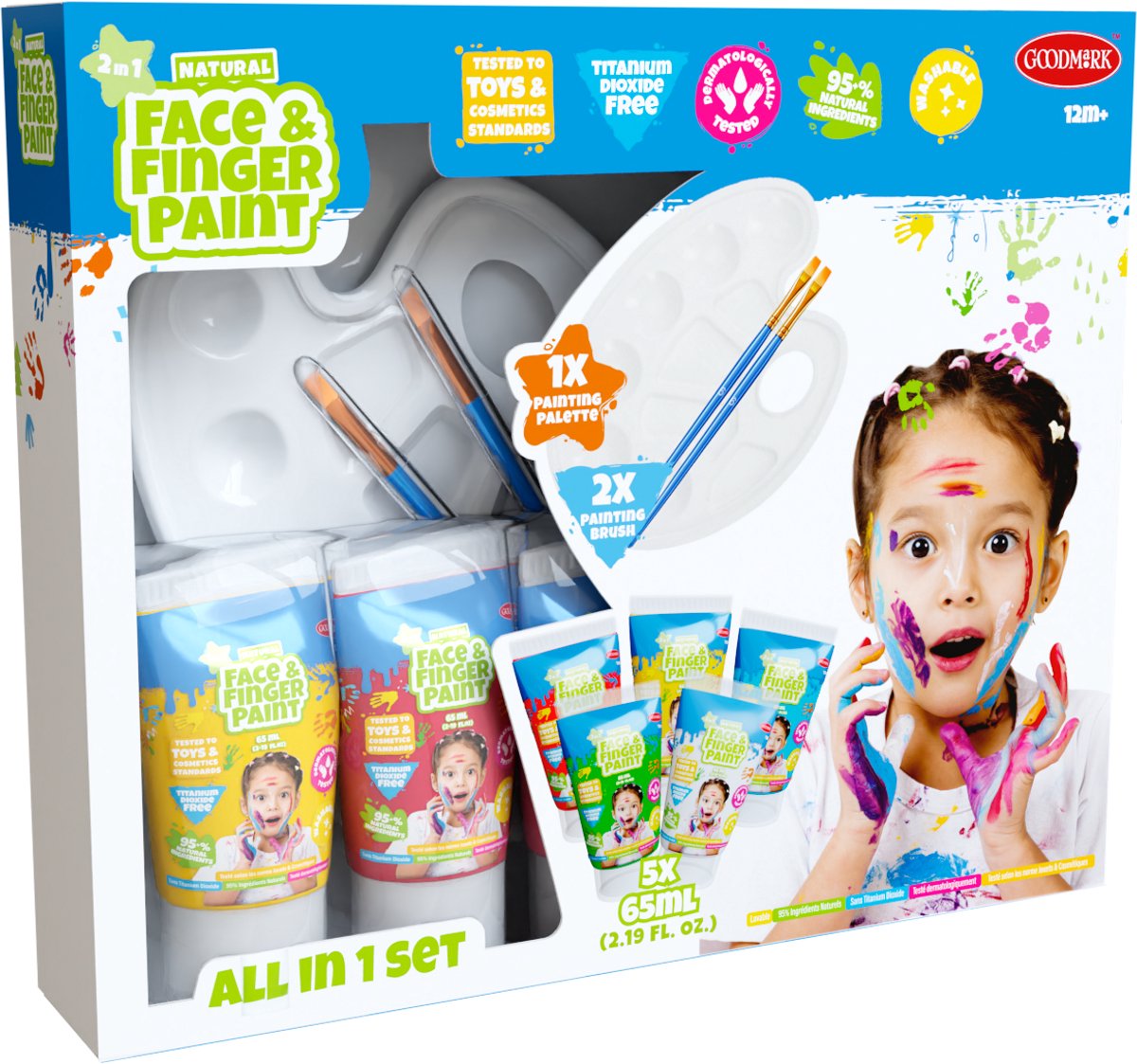 Natural Face & Finger Paint - All-In-One-Set - 5 pack