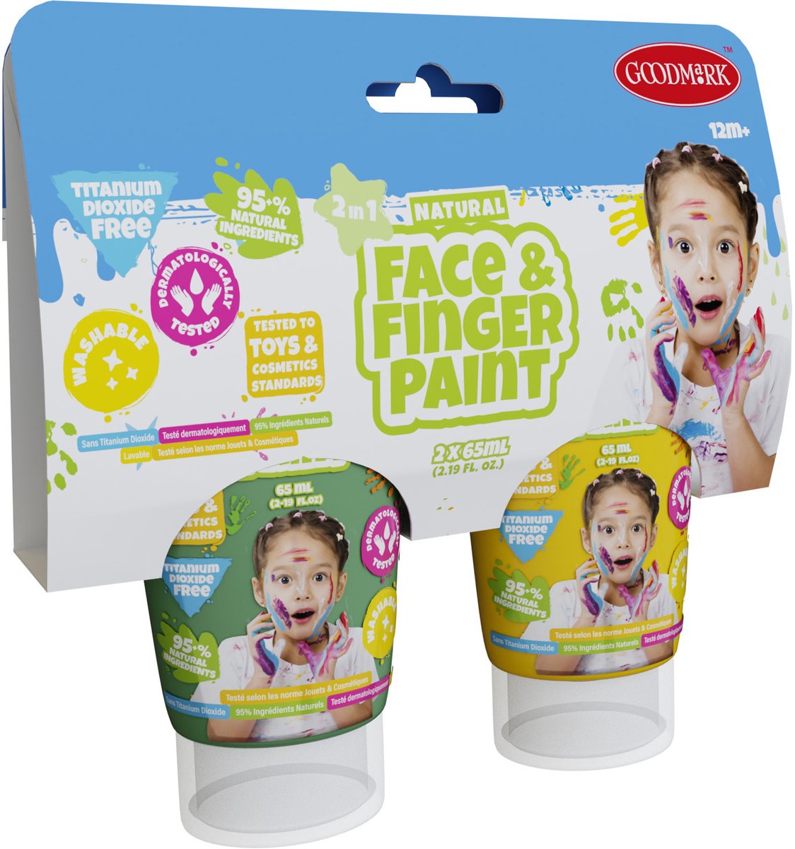 Natural Face & Fingerpaint Tube - Groen en Geel, 2x65ml - schmink