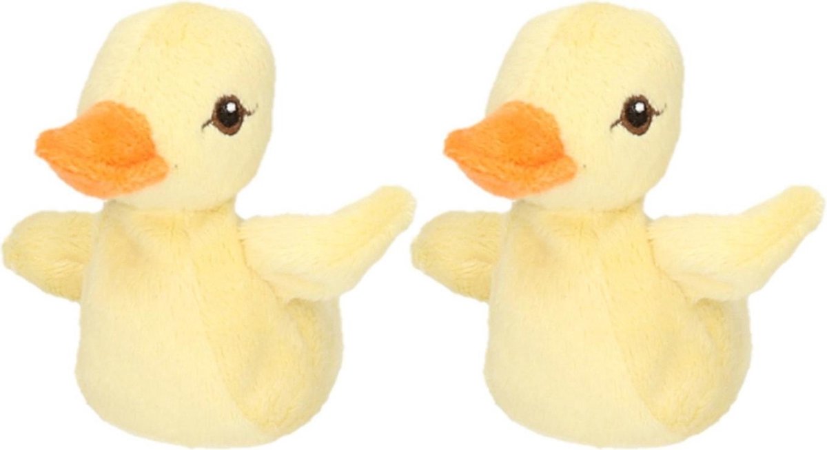 2x stuks kleine Knuffel eendjes 10 cm - kinder speelgoed