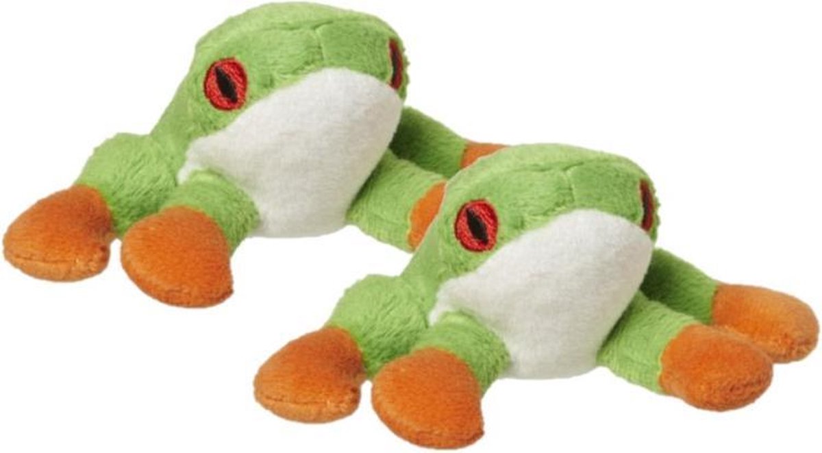 2x stuks pluche boomkikker knuffel 10 cm - Kikkers knuffeldieren