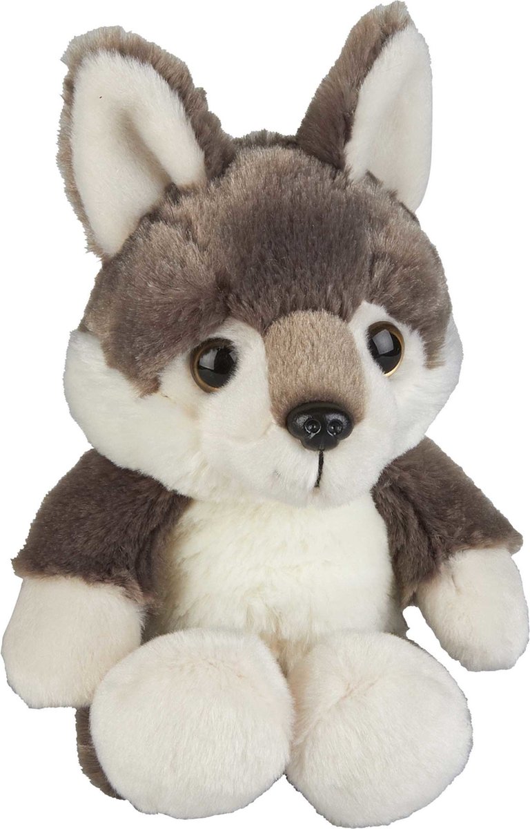 Pluche knuffel dieren Wolf 18 cm - Speelgoed wolven dieren knuffelbeesten - Leuk als cadeau
