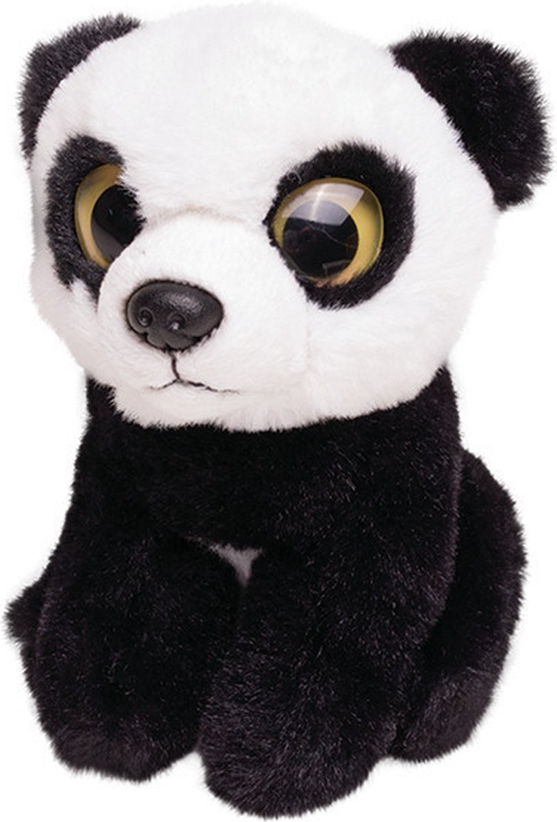 Pluche zwart/witte panda knuffeldier van 13 cm - Speelgoed dieren knuffels cadeau voor kinderen