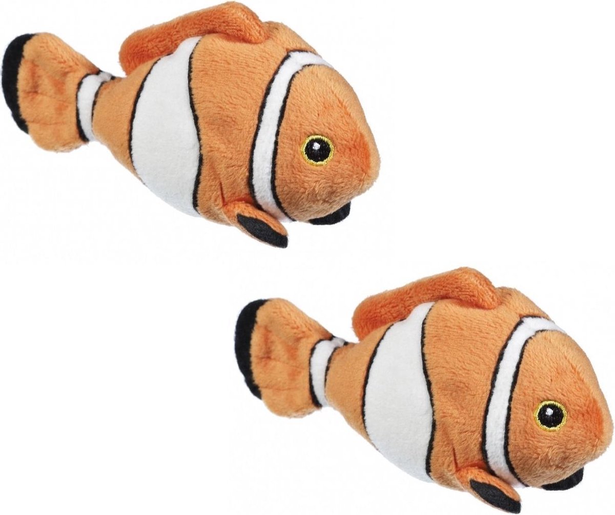 Set van 3x stuks knuffels clownvis oranje/wit 13 cm
