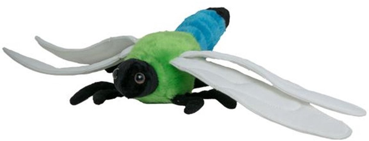 Nature Planet Knuffeldier Libelle - zachte pluche stof - veel details - groen/blauw - 20 cm - Cadeau - Kinderen