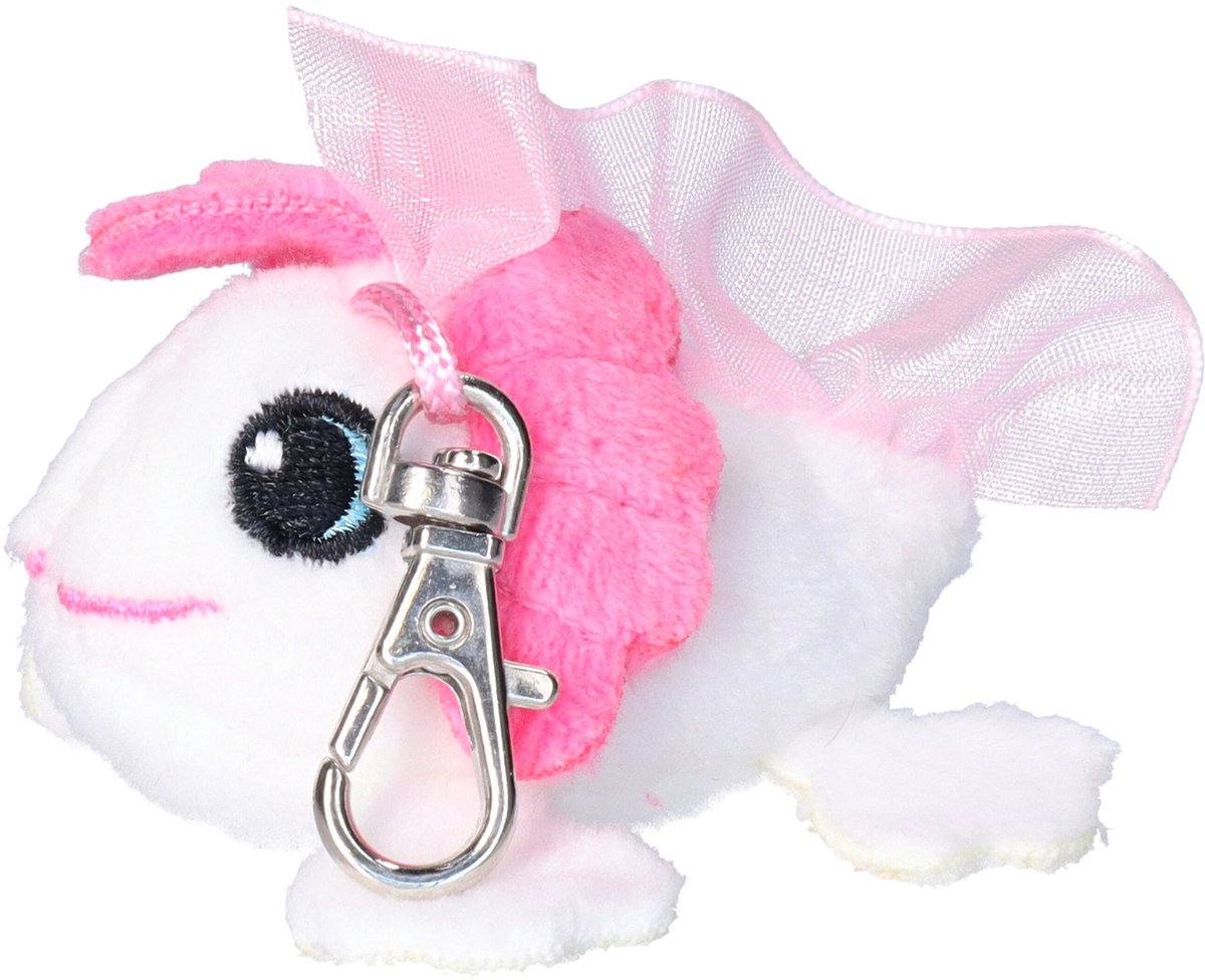 Nature Planet Knuffeldier axelotl sleutelhanger - zachte pluche stof - veel details - wit - 6 cm - Cadeau - Kinderen