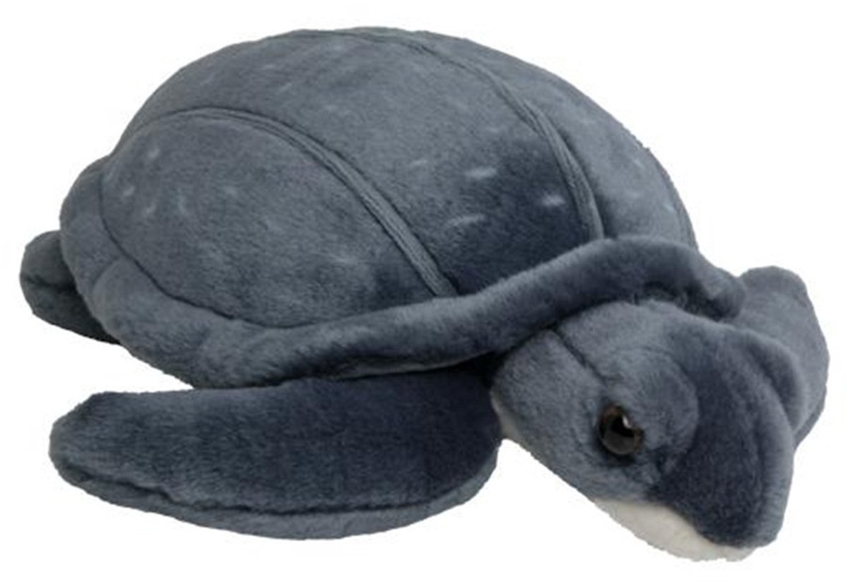 Nature Planet Knuffeldier leder zeeschildpad - zachte pluche stof - veel details - blauw - 30 cm - Cadeau - Kinderen - Zeedieren