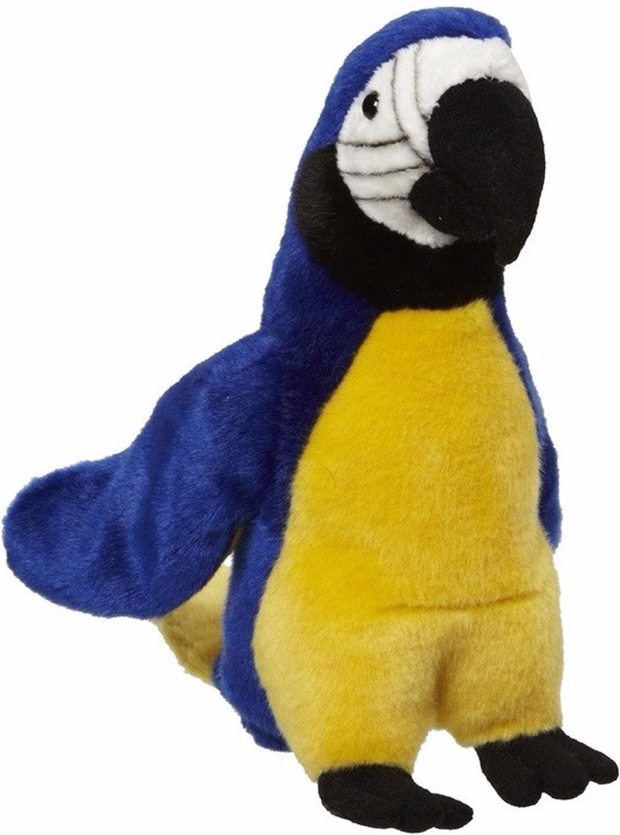 Pluche papegaai blauw 21 cm