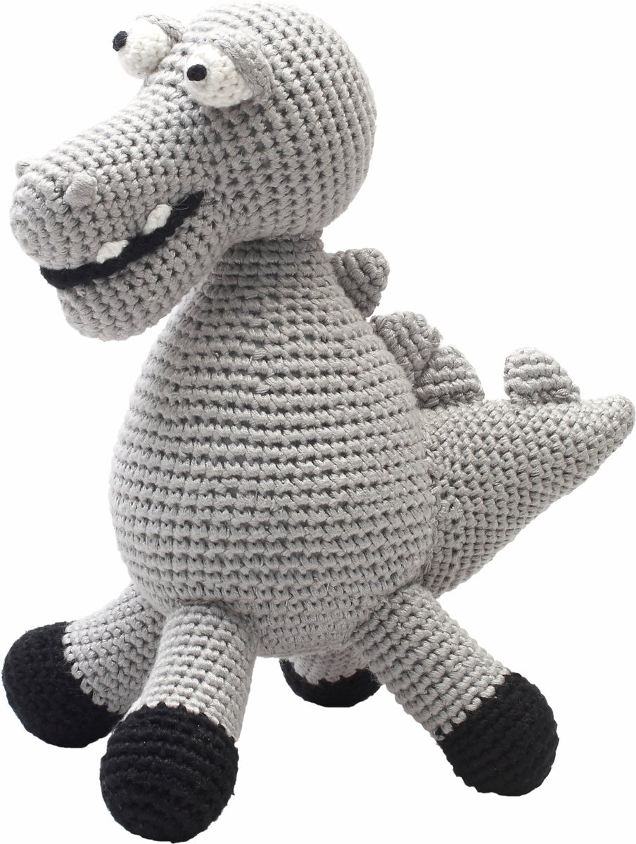 Naturezoo Knuffeldier Krokodil Xl Gehaakt 40 Cm Grijs