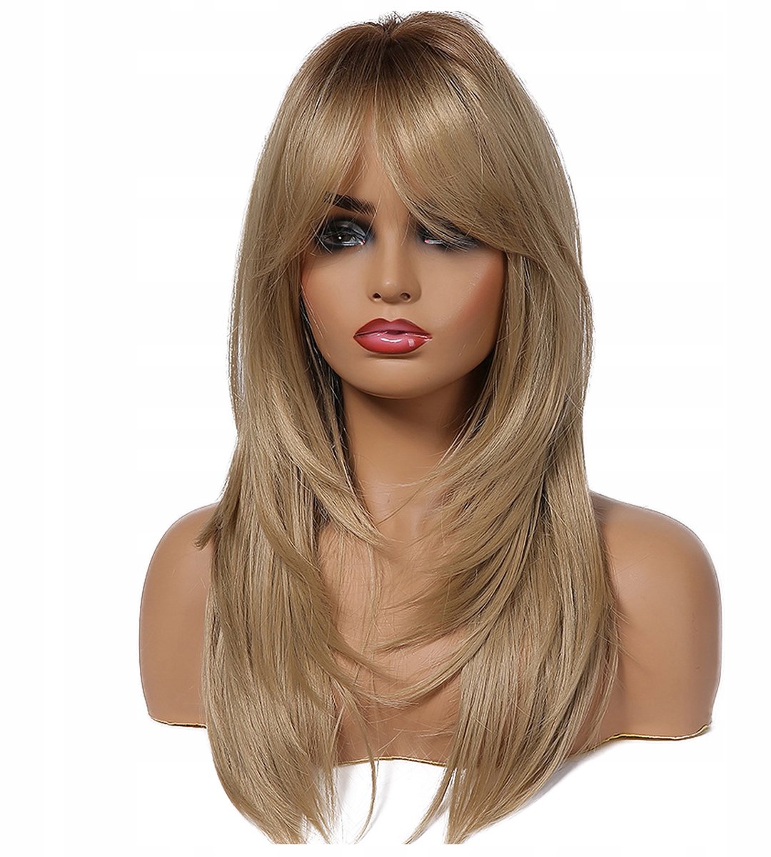 Lange Blond Pruik met Pony - Natuurlijk Uiterlijk, Hittebestendig