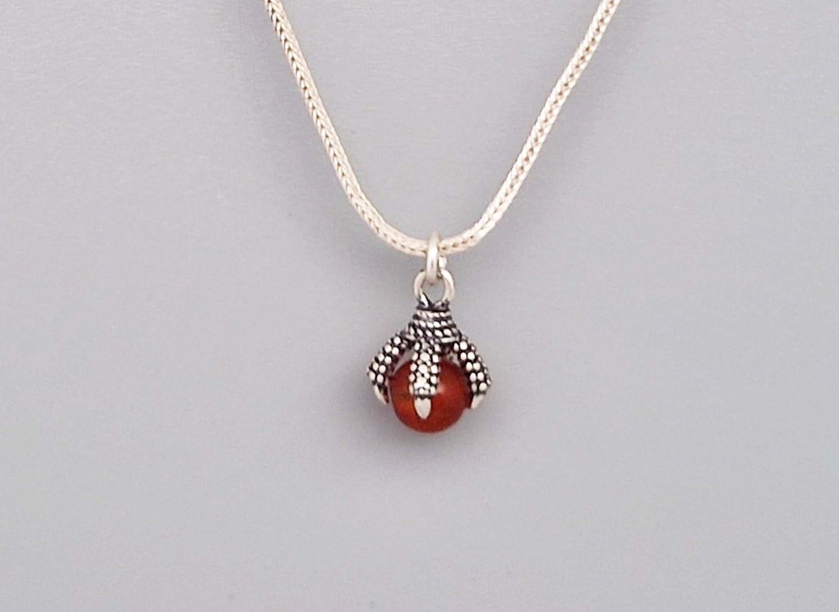 Ketting dames met klauwhanger van 925 zilver met daarin een natuursteen -