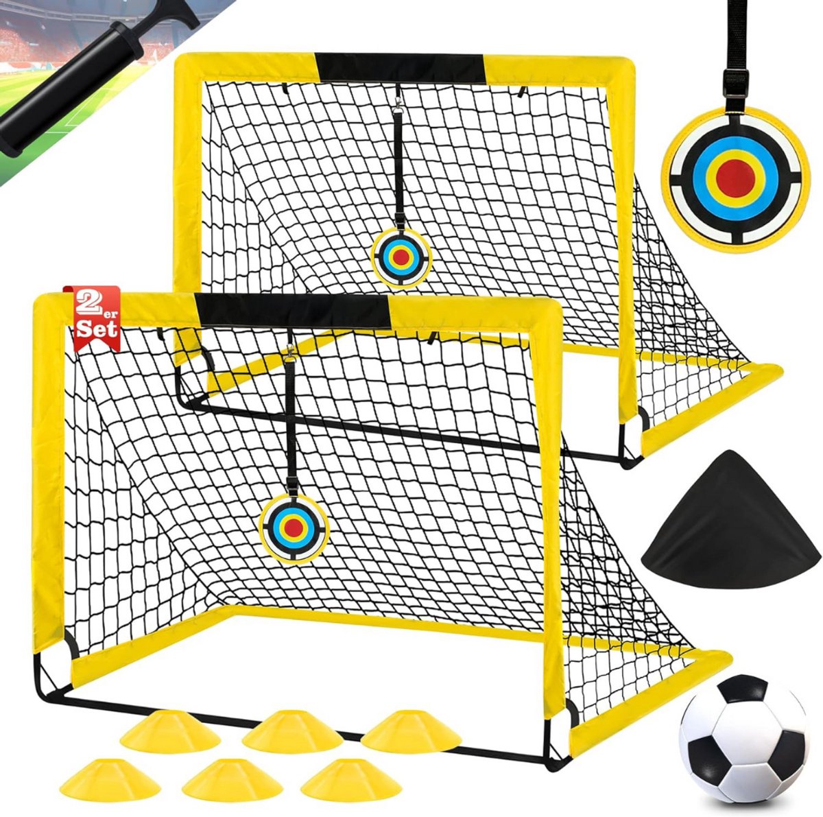 Voetbaldoeltjes Set van 2 - Voetbal Spullen Kinderen - Geel