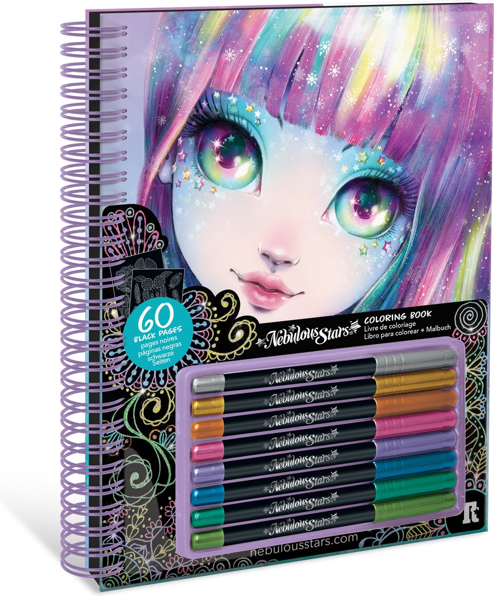 Nebulous Zwarte Pagina´s Kleurboek Isadora (metalen Pennen) Veelkleurig