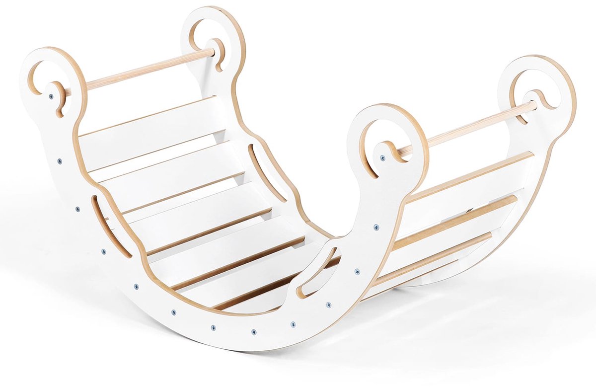   - Montessori Klimboog voor Kinderen - 120x50x68 cm - Klimboog Rocker -   - Speelgoed voor 2-99 jaar - Wit