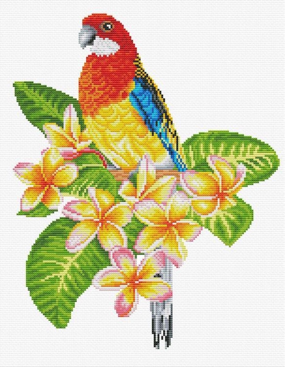440.101 No Count Cross stitch Frangipanni Rosella 25.6x32cm
