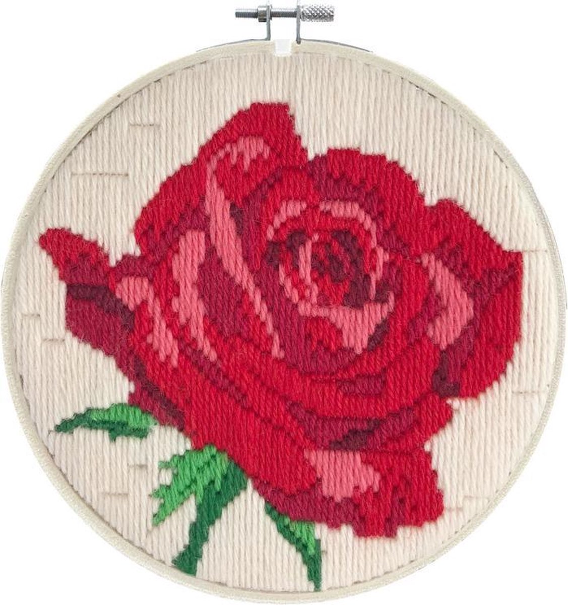 LST3.005 Long Stitch Rose Rouge - 15.2 cm rond