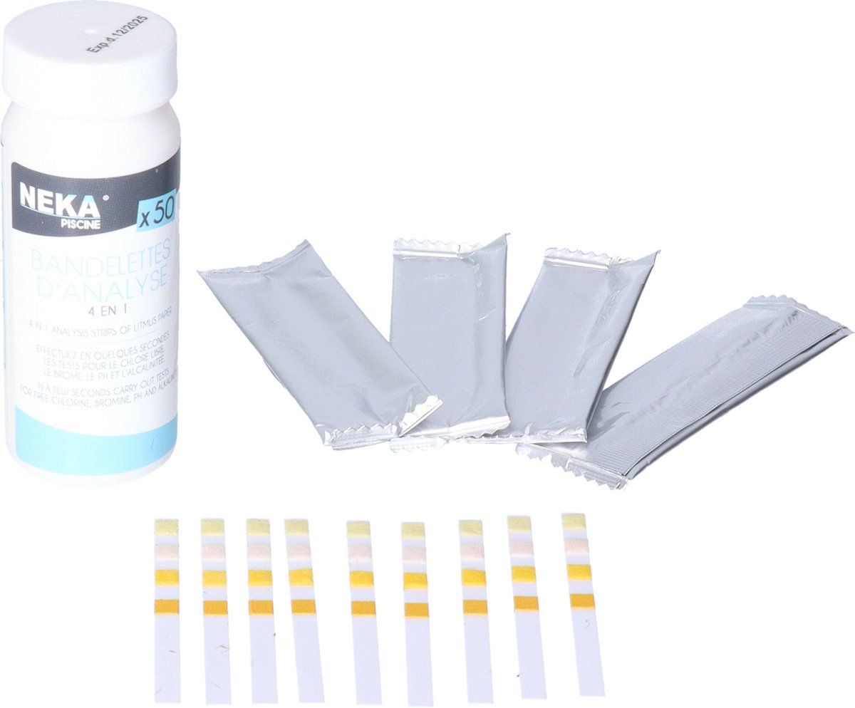 Neka Zwembad water kwaliteit teststrips - 50x stuks - 4 testen in 1 - onderhoud - snel werkend - buiten zwembaden