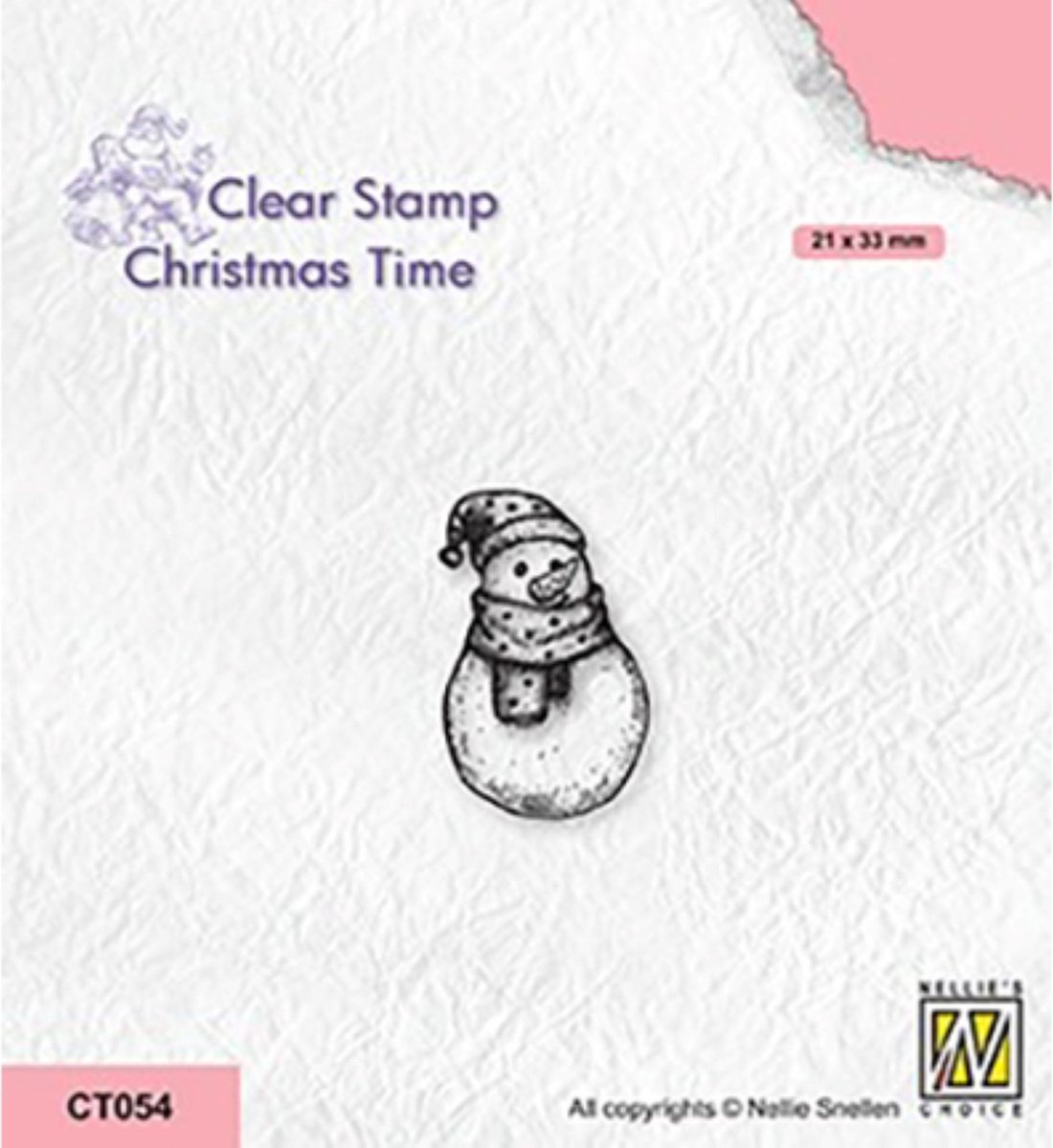 CT054 - Nellie Snellen Christmas Time Clear Stamp Snowman 2 - stempel sneeuwman sneeuwpop met muts - winter - kerstmis - kerst