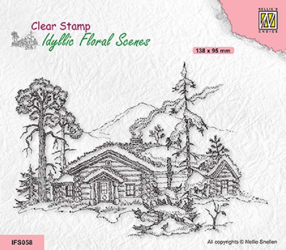 Clear Stamp Wintery Scene with House and Trees (IFS058)