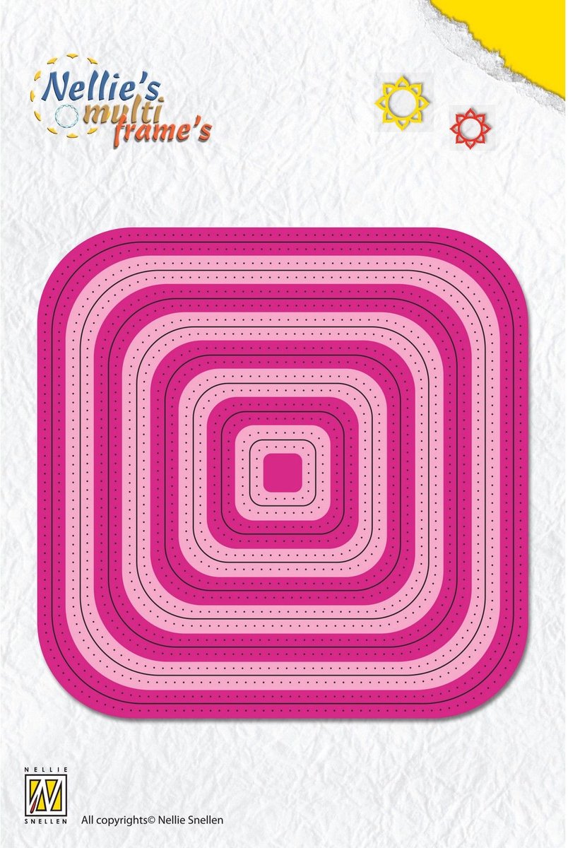 MFD086 Nellie Snellen snijmal - straight dotted square - 8 vierkanten met puntjes stippen - geperforeerd vierkant