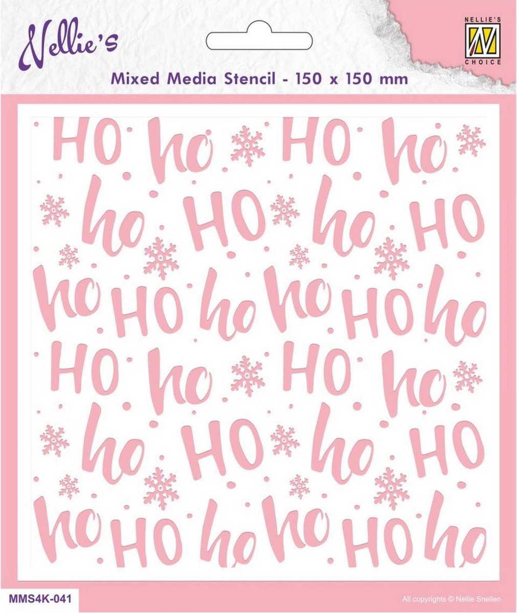 Nellies Choice Mixed Media Stencils vierkant Ho Ho MMS4K-041 150x150mm (11-22)