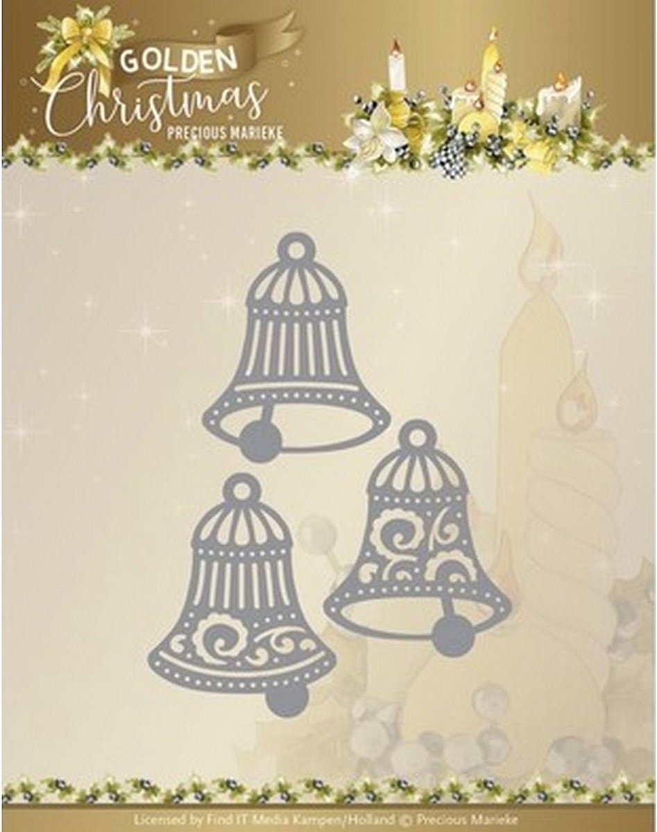 Nellie Snellen Cutting Dies Precious Marieke, Golden Christmas, Traditional Bells