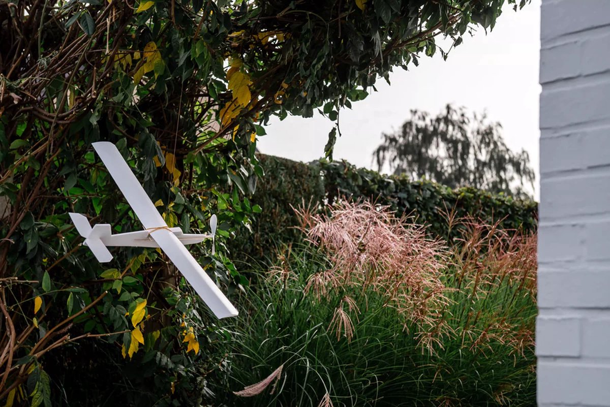 NELSON - Miniatuurvliegtuig Bouwpakket - Educatieve content - Rubbermotor - Met sjablonen - Hoogdekker vliegtuig