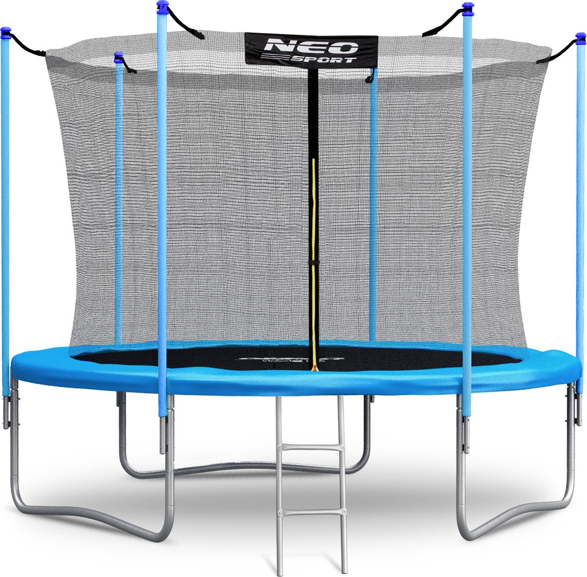 Trampoline met veiligheidsnet en ladder - 252 cm - Lichtblauw en Zwart - Gegalvaniseerd Staal