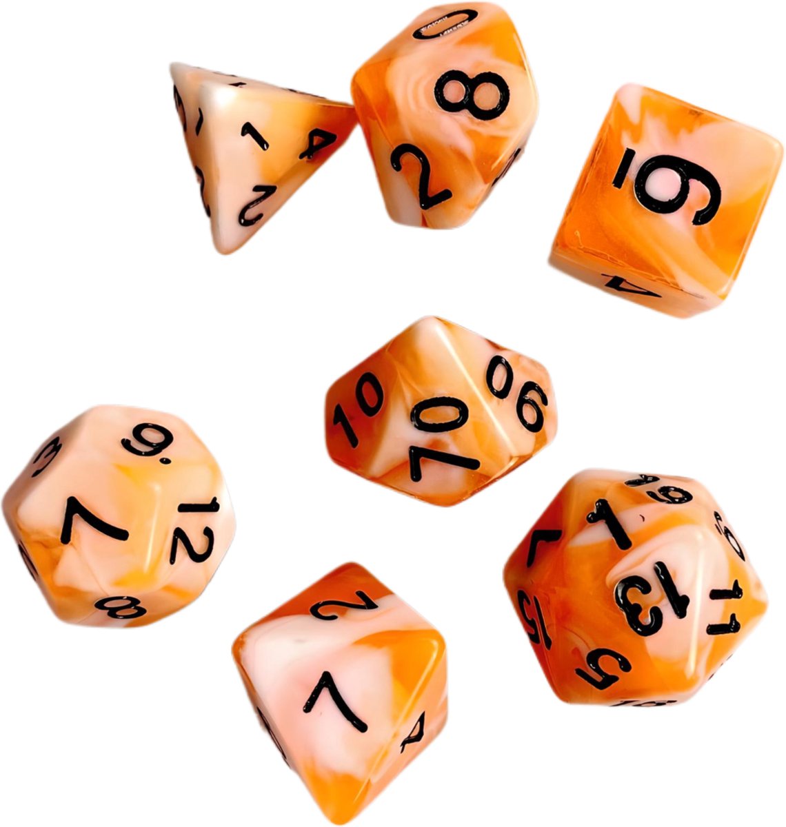 Nereb – Dobbelstenen Set 7-delig – D20 D12 D10 D8 D6 D4 – Voor RPG & Tafelspellen