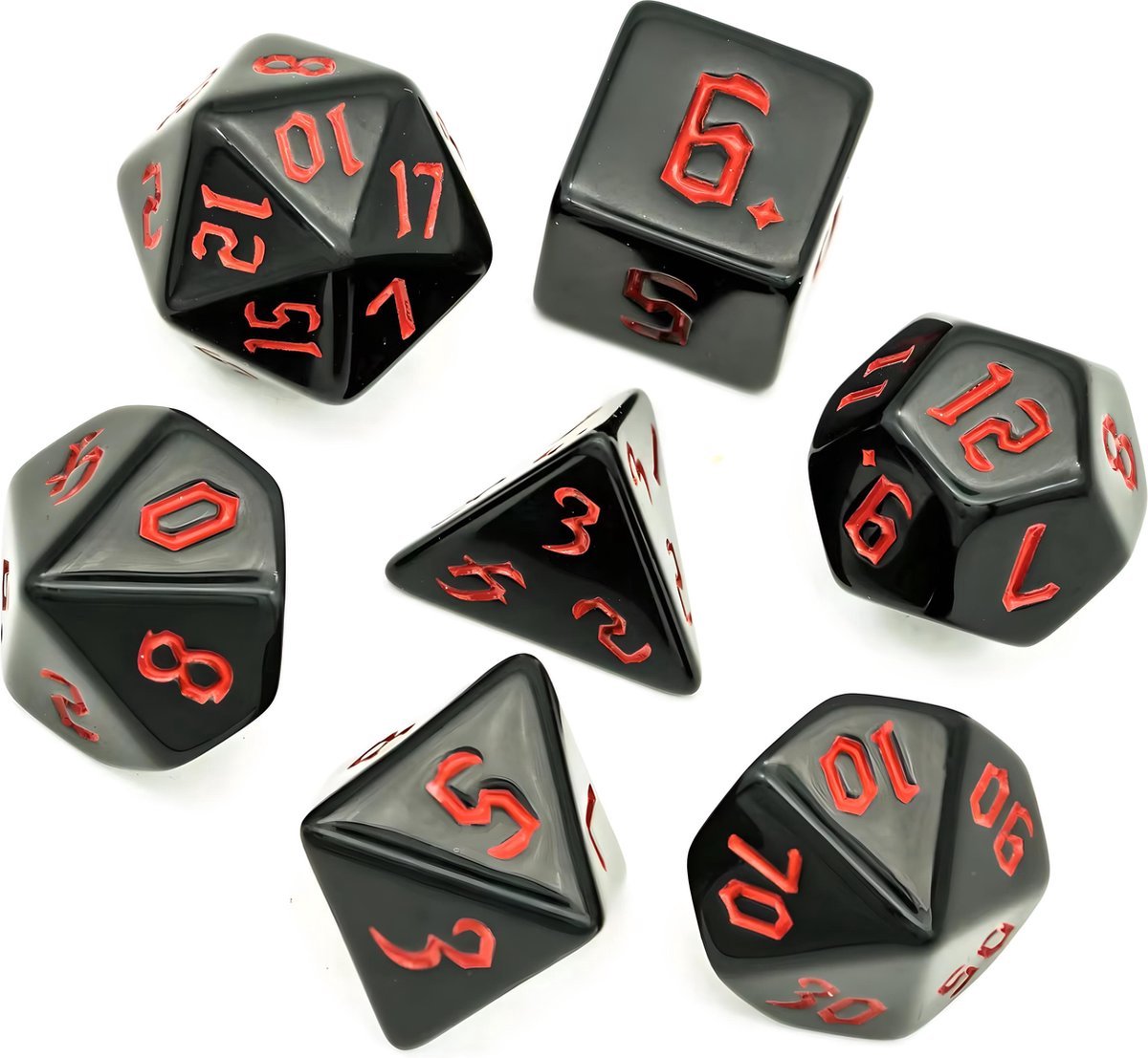 Nereb – Dobbelstenen Set 7-delig – D20 D12 D10 D8 D6 D4 – Voor RPG & Tafelspellen