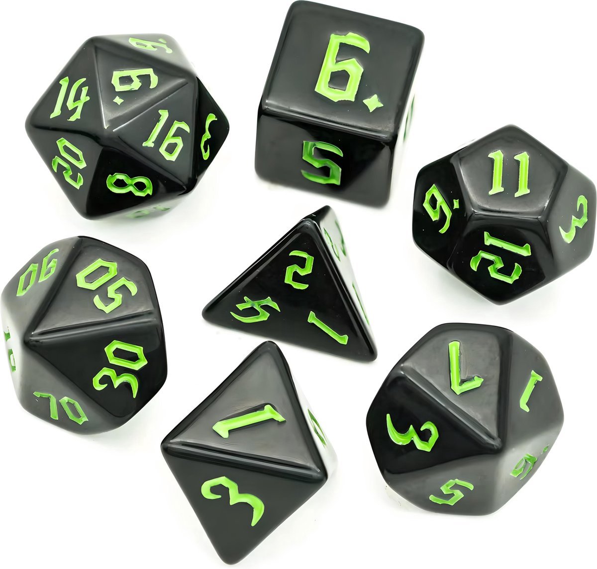 Nereb – Dobbelstenen Set 7-delig – D20 D12 D10 D8 D6 D4 – Voor RPG & Tafelspellen