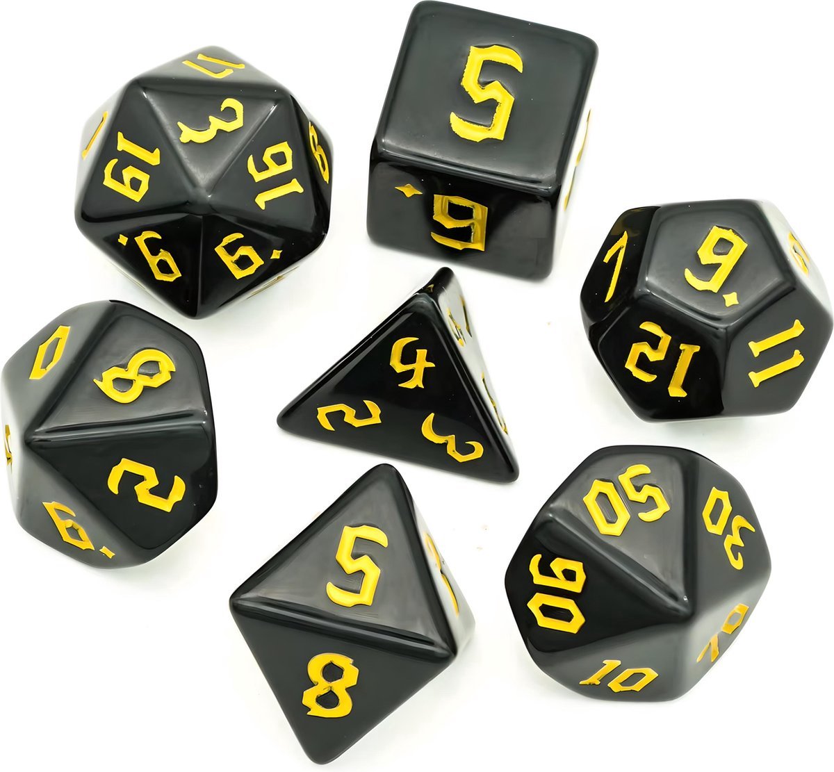 Nereb – Dobbelstenen Set 7-delig – D20 D12 D10 D8 D6 D4 – Voor RPG & Tafelspellen