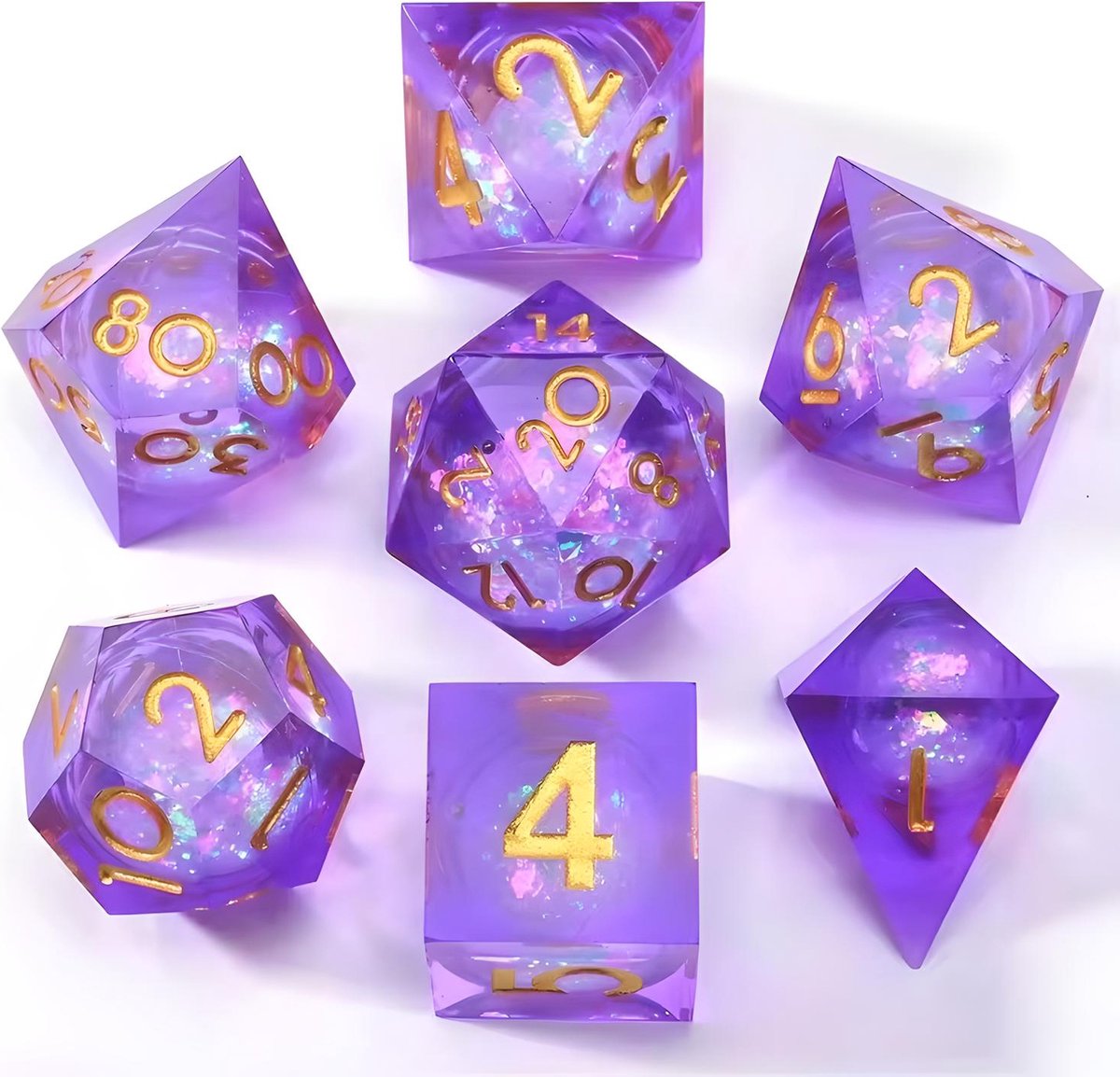 Nereb – Liquid Core Dobbelstenen Set 7-delig – D20 D12 D10 D% D8 D6 D4 – Inclusief Luxe Geschenkverpakking – Voor RPG & Tafelspellen