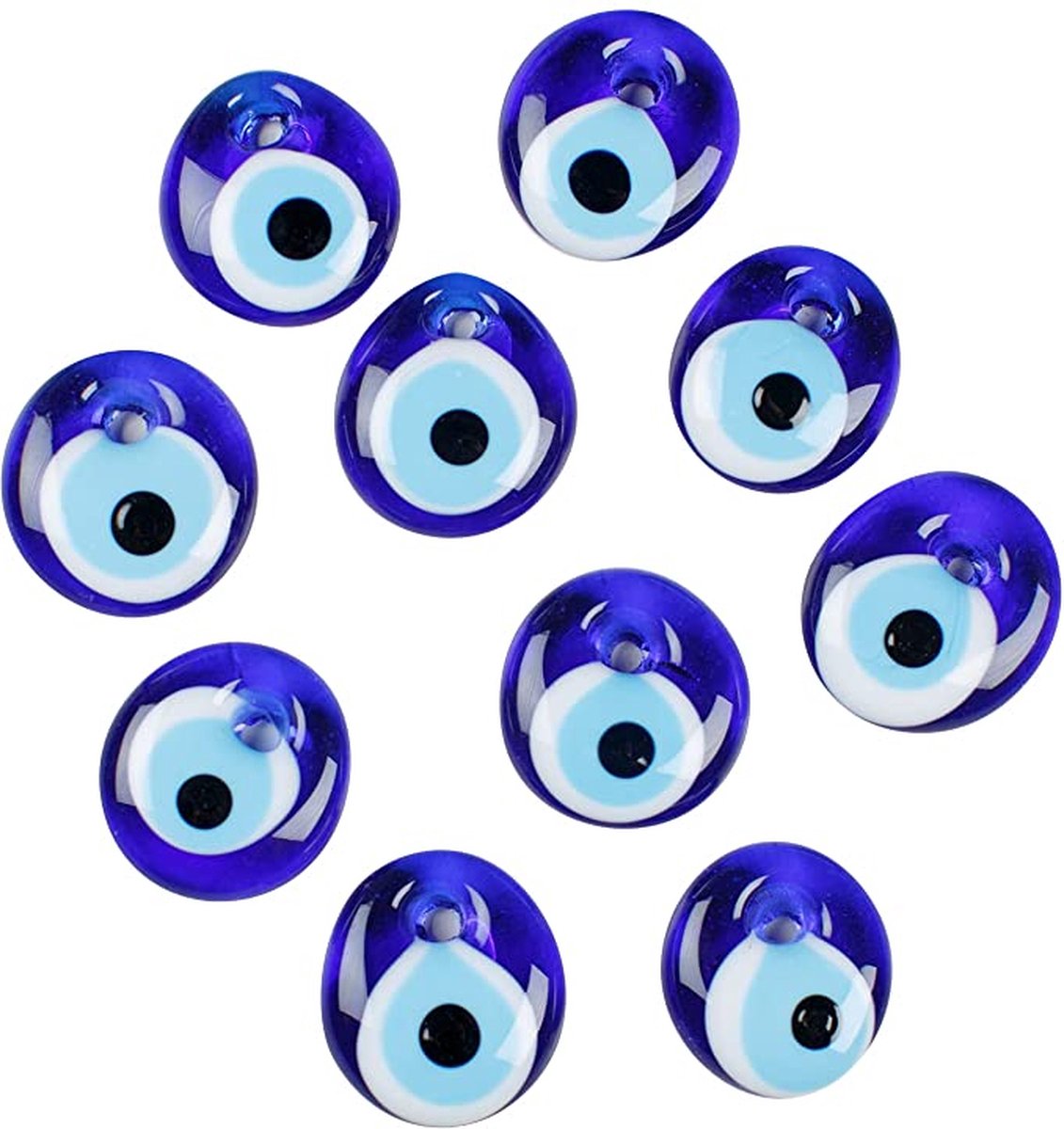 Cozi Studio   Blue Evil Eye Handmade Glass Charms - Boze Oog Kralen &   - Nazar Boncugu - Mystical Good Luck & Protection, Pack of 10, 2,5 cm - Versatile Blue Beads for Jewellery Making, Bracelets, Crafts & DIY Projects