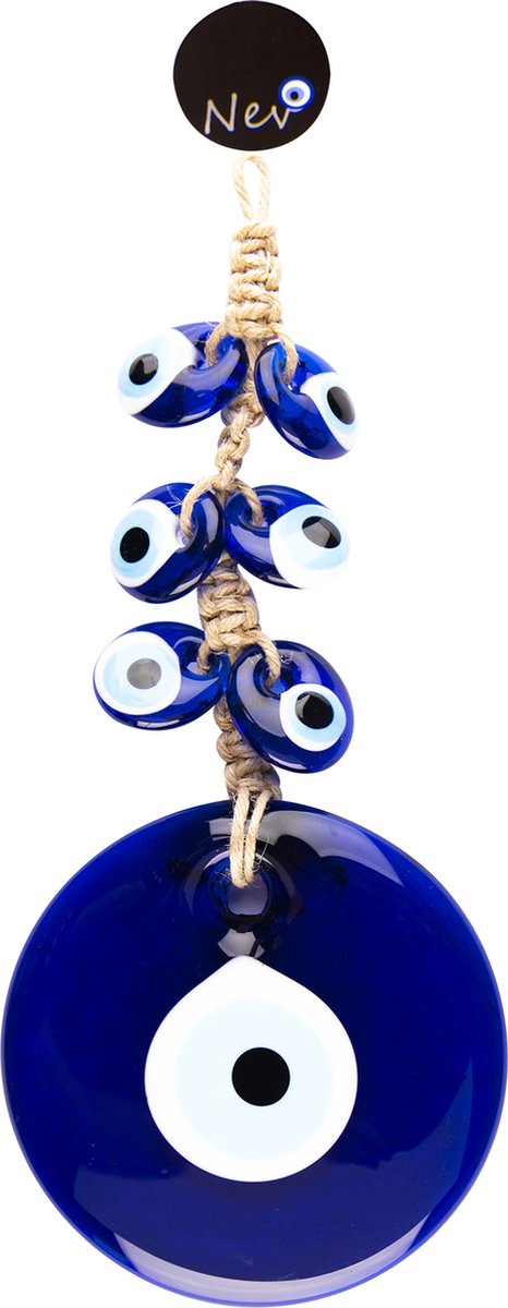 Cozi Studio   Evil Eye Wall Decoration with Beads L31xW13xH1cm - Boze Oog Muurdecoratie Woonkamer - Nazar Boncugu - Geluk Bescherming - Glass Turkish Eye Lucky Charm, Versatile Hanging Ornament for Home & Gifts, Protective Amulet