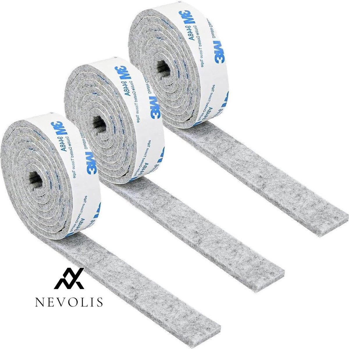 Nevolis 3 Rolls Durable Felt Fabric Self-Adhesive 100 x 2 cm Hobby Floor Protection Grey Chair Legs .