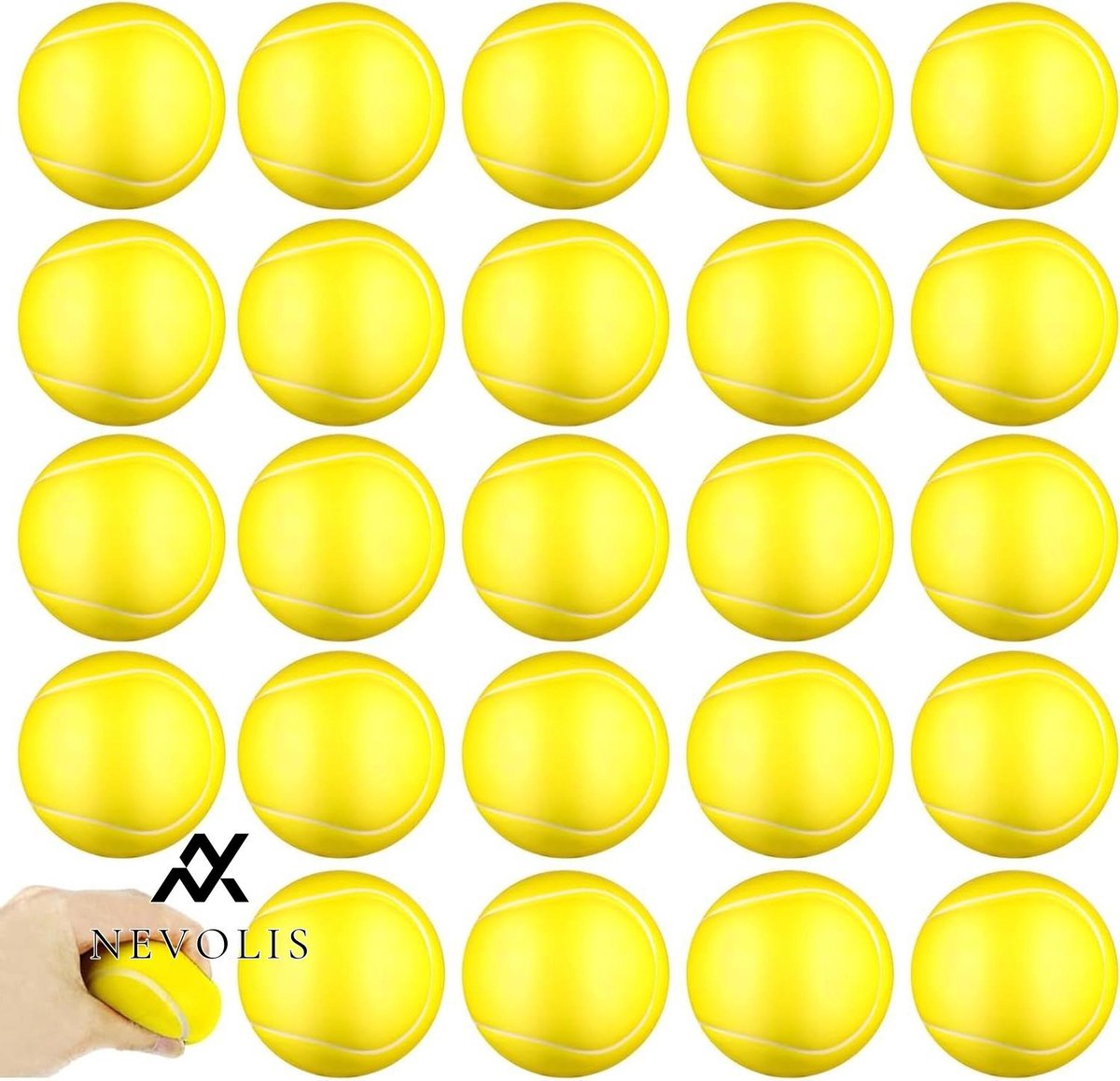 Nevolis Mini Sports Balls Pack of 24 Anti-Stress Ball Soccer Foam Relief Toy Squeeze Tennis .